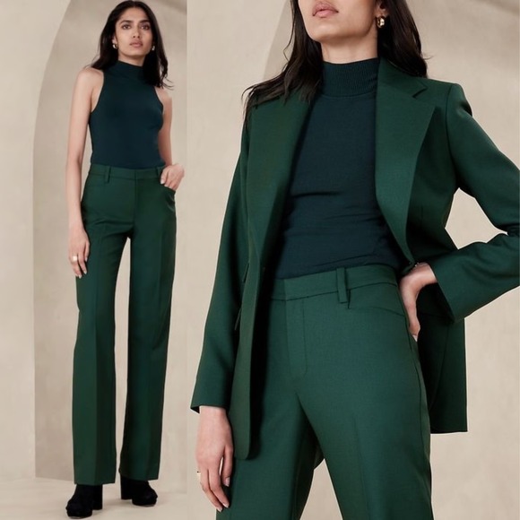 Banana Republic Pants - Banana Republic Lido Straight Leg Italian Wool Trouser Green Sz 4 Marzotto mill